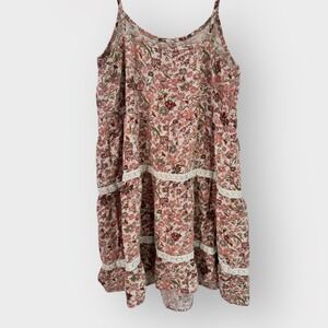 Art Class Girls Floral Print‎ Dress Lace Trim Sleeveless Casual Y2K